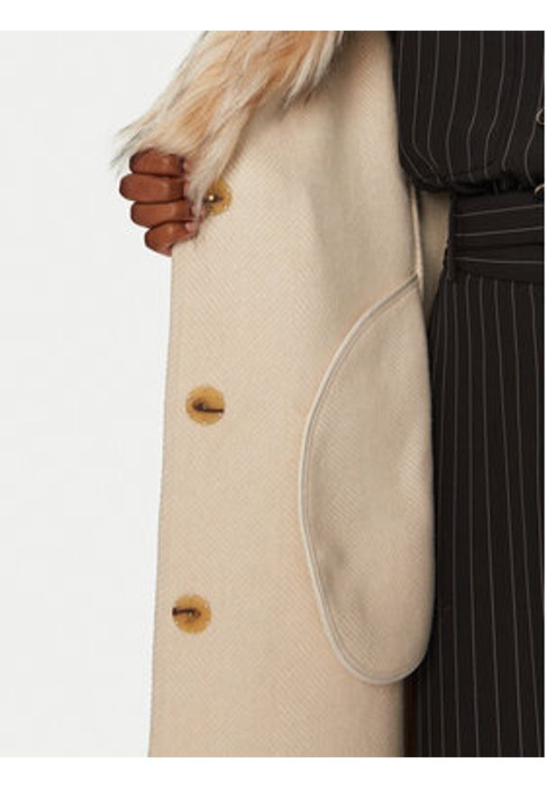 Luisa Spagnoli Płaszcz wełniany Supplica 541206 Beżowy Regular Fit. Kolor: beżowy. Materiał: syntetyk