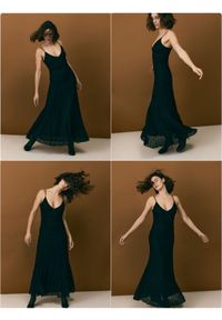 Reserved - Kreszowana sukienka maxi - czarny. Kolor: czarny. Materiał: dzianina. Typ sukienki: proste. Długość: maxi #1