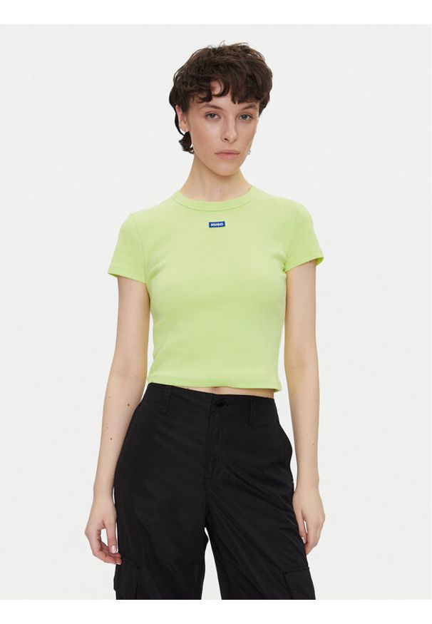 Hugo - HUGO T-Shirt Baby 50510749 Zielony Slim Fit. Kolor: zielony. Materiał: bawełna