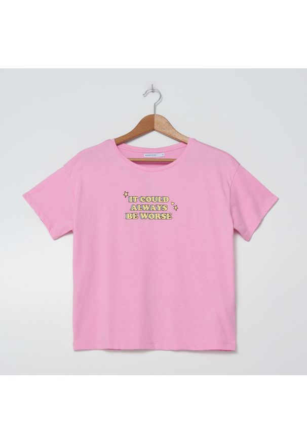 House - Koszulka z napisem It Could Always Be Worse - Różowy. Kolor: różowy. Wzór: napisy