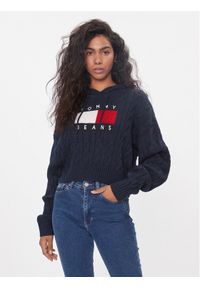 Tommy Jeans Sweter Center Flag DW0DW16528 Granatowy Regular Fit. Kolor: niebieski. Materiał: syntetyk #1