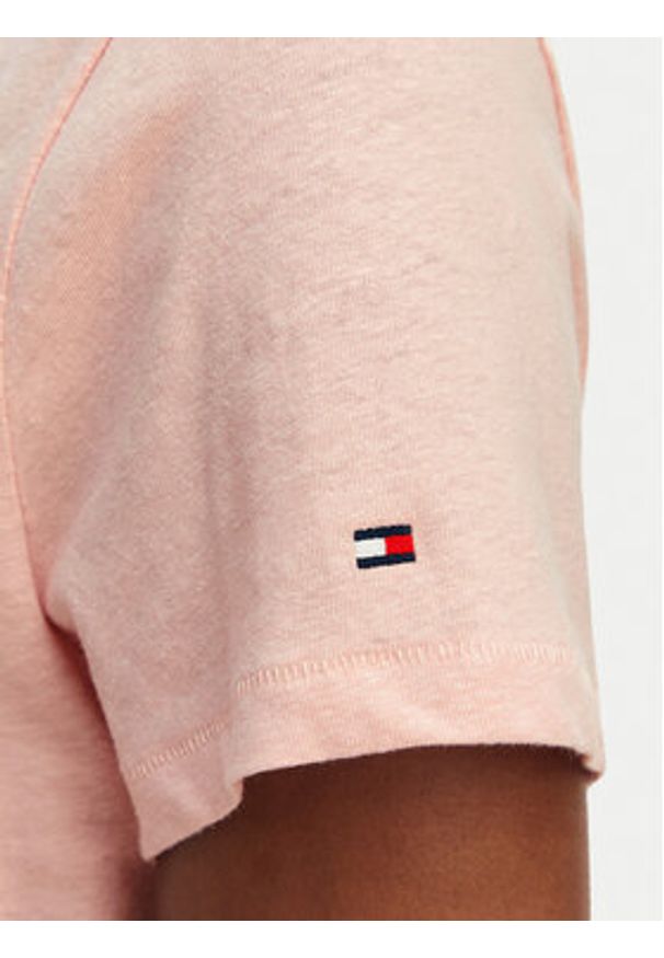 TOMMY HILFIGER - Tommy Hilfiger T-Shirt WW0WW48705 Różowy jasny Regular Fit. Kolor: różowy. Materiał: bawełna