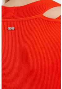 BOSS sukienka kolor pomarańczowy maxi dopasowana. Kolor: pomarańczowy. Materiał: dzianina, materiał, prążkowany. Długość rękawa: długi rękaw. Typ sukienki: dopasowane. Długość: maxi #4
