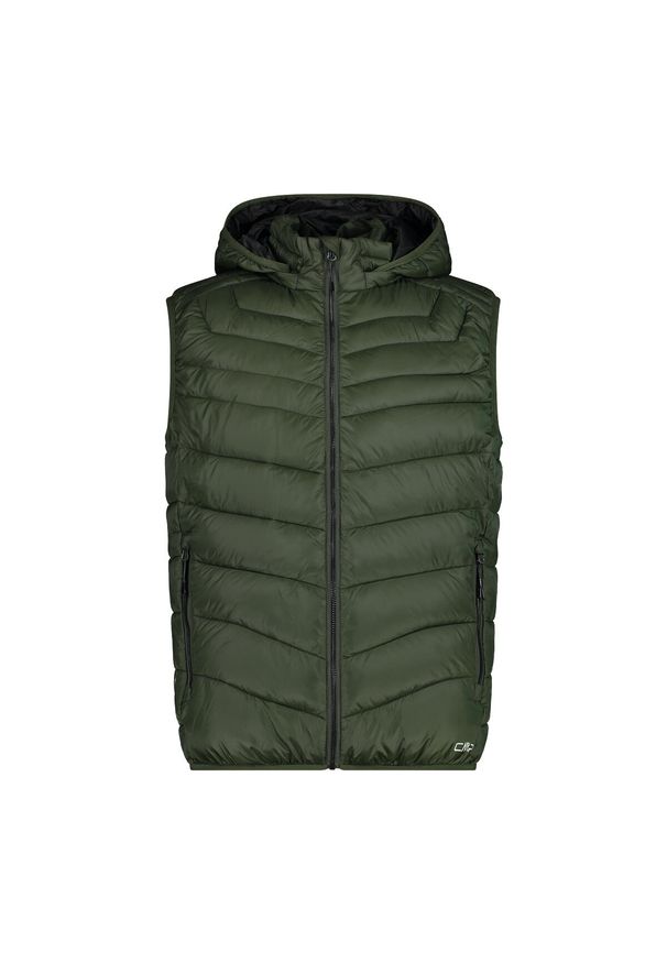 Kamizelka puchowa bez rękawów z kapturem CMP. Typ kołnierza: kaptur. Kolor: zielony. Materiał: puch. Długość rękawa: bez rękawów