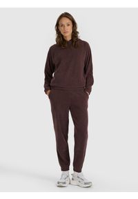 4f - 4F Spodnie dresowe joggery damskie - brązowe L. Kolor: brązowy. Materiał: dresówka #1