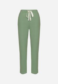 Born2be - Zielone Bawełniane Spodnie z Wiązaniem Galtebis. Okazja: na co dzień. Kolor: zielony. Materiał: bawełna. Styl: elegancki, casual #4