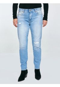 Big-Star - Jeansy damskie z podszytymi dziurami niebieskie Maggie 233. Okazja: na co dzień. Kolor: niebieski. Styl: casual