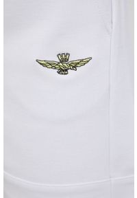 Aeronautica Militare Szorty damskie kolor biały gładkie medium waist. Okazja: na co dzień. Kolor: biały. Materiał: dzianina. Wzór: gładki. Styl: casual #4