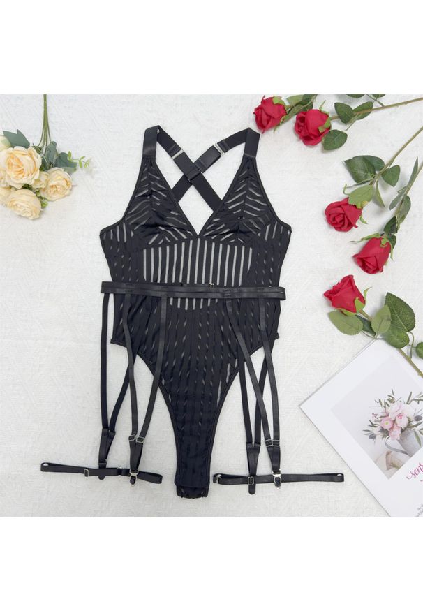 Intica - Body z dużym dekoltem na wieczorne wyjścia Arbana. Kolor: czarny. Materiał: tkanina