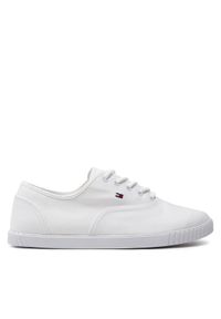 TOMMY HILFIGER - Tommy Hilfiger Tenisówki Canvas Lace Up Sneaker FW0FW07805 Biały. Kolor: biały. Materiał: materiał #1