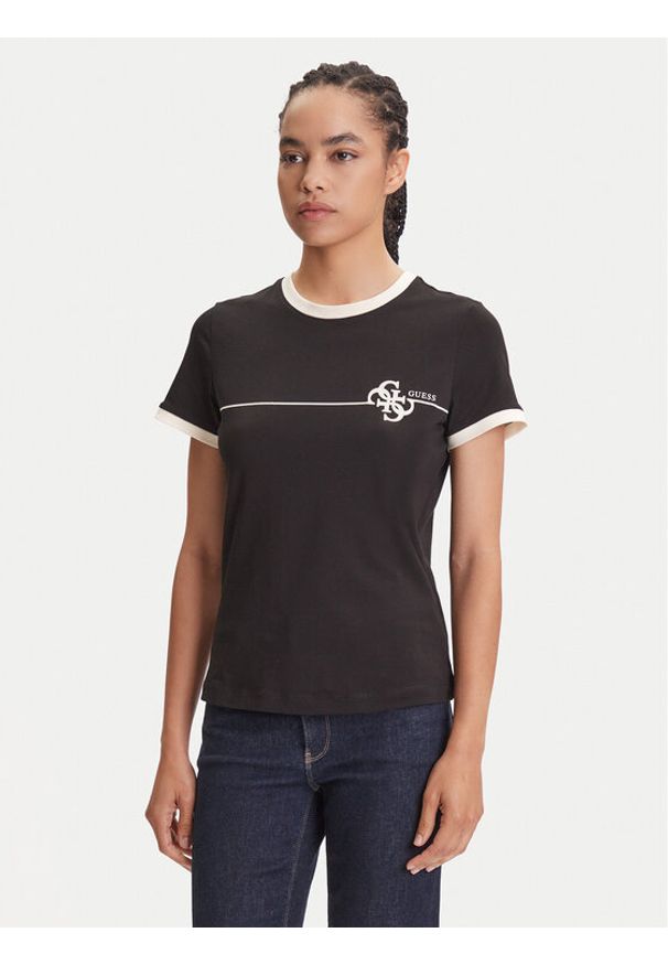 Guess T-Shirt V5YI01 J1314 Czarny Regular Fit. Kolor: czarny. Materiał: bawełna