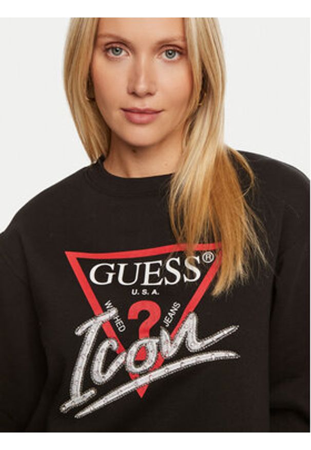 Guess Bluza W4YQ25 KB681 Czarny Regular Fit. Kolor: czarny. Materiał: syntetyk, bawełna