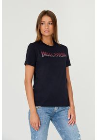 Just Cavalli - JUST CAVALLI Czarny damski t-shirt R LOGO CRYSTAL, Rozmiar L. Kolor: czarny. Materiał: bawełna #3