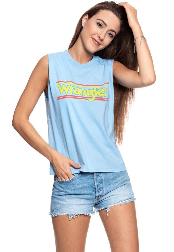 Wrangler - WRANGLER T SHIRT DAMSKI 80´S TANK CERULEAN W7014GFVT