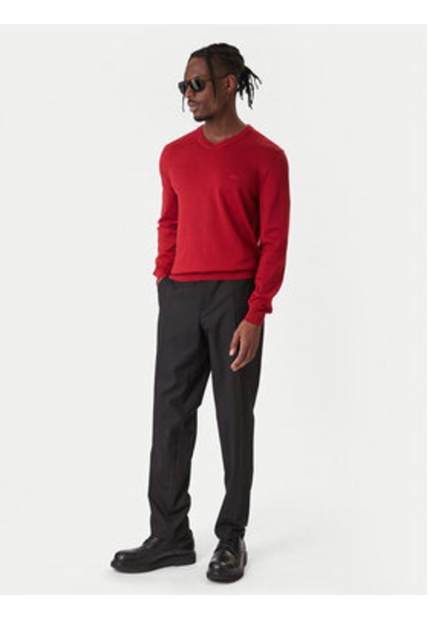 BOSS Sweter Baram 50476363 Czerwony Regular Fit. Kolor: czerwony. Materiał: wełna