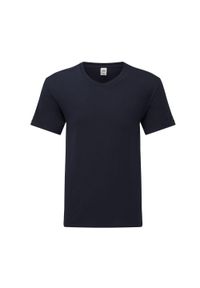 FRUIT OF THE LOOM - Koszulka Unisex Dla Dorosłych Z Dekoltem W Serek. Typ kołnierza: dekolt w serek. Kolor: niebieski