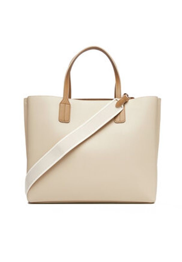 TOMMY HILFIGER - Tommy Hilfiger Torebka Th Distinct Satchel AW0AW17463 Beżowy. Kolor: beżowy. Materiał: skórzane