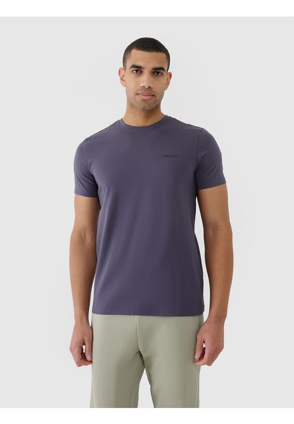 4f - 4F T-shirt regular gładki męski - szary M. Okazja: na co dzień. Kolor: szary. Materiał: dzianina, bawełna, jersey, materiał, skóra. Długość rękawa: krótki rękaw. Długość: krótkie. Wzór: gładki. Styl: klasyczny, sportowy, casual