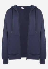 Renee - Granatowa Zasuwana Bluza z Kapturem Narmione. Okazja: na spacer. Typ kołnierza: kaptur. Kolor: niebieski. Materiał: polar, jeans. Styl: wizytowy