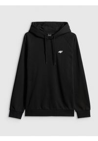 4f - 4F Bluza dresowa regular z kapturem męska - czarna L. Okazja: na co dzień. Typ kołnierza: kaptur. Kolor: czarny. Materiał: dresówka. Długość rękawa: raglanowy rękaw. Styl: casual, sportowy #1