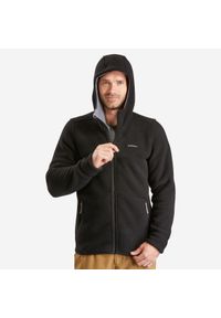 quechua - Polar turystyczny męski Quechua NH500 Warm. Typ kołnierza: kaptur. Kolor: czarny. Materiał: poliester, elastan, materiał, polar. Sport: turystyka piesza