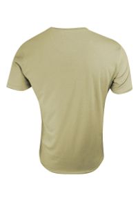 Brave Soul - T-Shirt (Koszulka) Beżowy Bez Nadruku, Okrągły Dekolt, Postrzępione Brzegi -BRAVE SOUL- Męski. Okazja: na co dzień. Kolor: brązowy, beżowy, wielokolorowy. Materiał: bawełna. Styl: casual