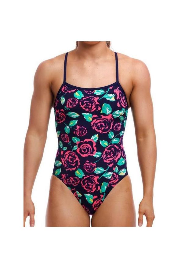 Strój do pływania FUNKITA Feeling Rosy - Single Strap. Kolor: czarny