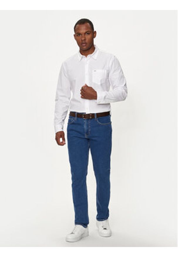 Guess Jeans Koszula M4YH35 WGCF1 Biały Slim Fit. Kolor: biały. Materiał: bawełna