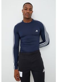 adidas Performance longsleeve treningowy Techfit 3-Stripes kolor granatowy z nadrukiem. Kolor: niebieski. Materiał: skóra, materiał. Długość rękawa: długi rękaw. Wzór: nadruk #5