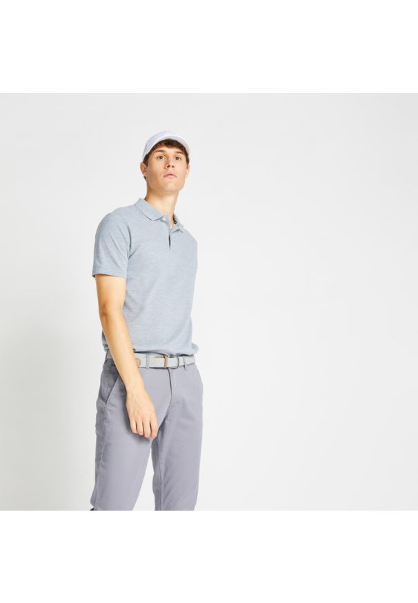 INESIS - Koszulka polo do golfa męska MW500. Typ kołnierza: golf, polo. Materiał: bawełna, materiał, poliester