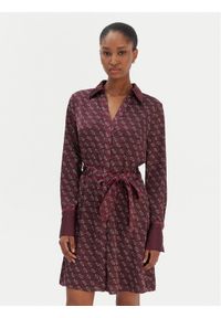 Guess Sukienka koszulowa W6RK90 WF1T2 Bordowy Regular Fit. Kolor: czerwony. Materiał: syntetyk. Typ sukienki: koszulowe #1