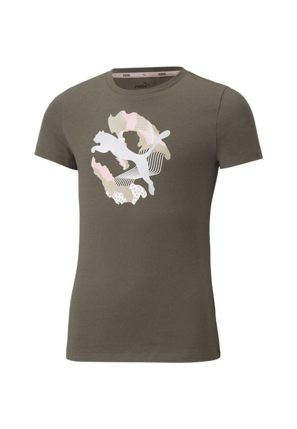 Dziecięce T-shirt Puma Alpha Tee G Liść Winogron 164 - Komfort i Styl. Typ kołnierza: polo. Kolor: zielony. Materiał: bawełna. Styl: elegancki