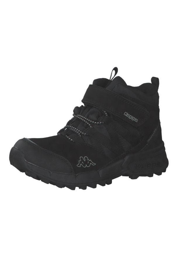 Buty do chodzenia dla dzieci Kappa Thabo Tex K. Wysokość cholewki: za kostkę. Zapięcie: rzepy. Kolor: czarny. Materiał: syntetyk, materiał. Szerokość cholewki: normalna. Sezon: zima. Sport: turystyka piesza