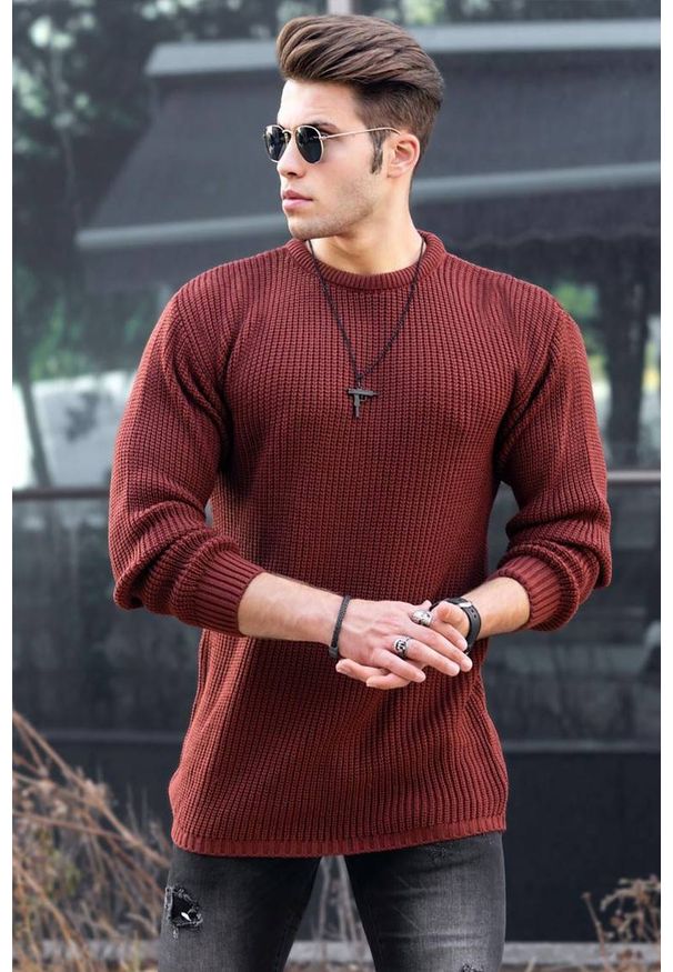 IVET - Sweter męski MARCUS BORDO. Kolor: czerwony. Materiał: materiał, dzianina. Sezon: zima, jesień