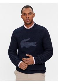 Lacoste Sweter AH0813 Czarny Regular Fit. Kolor: czarny. Materiał: wełna