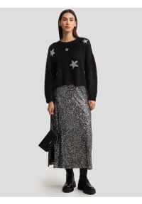 Big-Star - Sweter damski z dodatkiem wełny z aplikacją czarny Starlia 906. Kolor: czarny. Materiał: wełna. Długość: krótkie. Wzór: aplikacja. Styl: retro #4