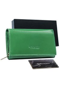 4U CAVALDI - Portfel damski zielony Cavaldi RD-21-GCL-0832 TURQU. Kolor: zielony. Materiał: skóra