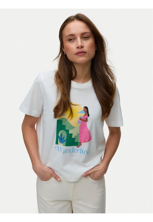 Vero Moda T-Shirt Emily 10344804 Biały Regular Fit. Kolor: biały. Materiał: bawełna