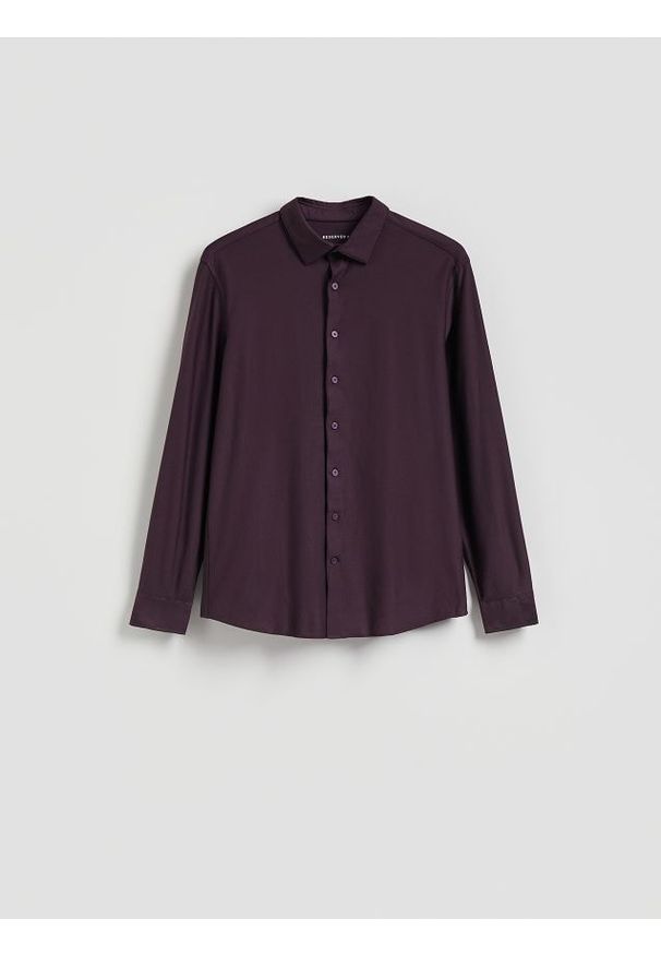 Reserved - Koszula slim fit z bawełną - fioletowy. Kolor: fioletowy. Materiał: bawełna