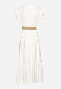 Born2be - Biało-Czarna Wiskozowa Sukienka z Paskiem w Ornamentny Wzór Nilorine. Okazja: na spacer, na co dzień. Kolor: czarny. Materiał: wiskoza. Typ sukienki: kopertowe. Styl: klasyczny, casual, elegancki #5