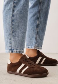 Born2be - Brązowe Sneakersy Casual w Typie Barefoot z Imitacji Zamszu Makka. Okazja: na co dzień. Zapięcie: sznurówki. Kolor: brązowy. Materiał: zamsz #1