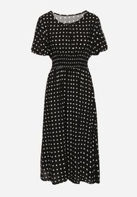 Born2be - Czarna Sukienka z Bawełny Rozkloszowana w Kropki Toliennea. Okazja: na co dzień. Kolor: czarny. Materiał: bawełna. Wzór: kropki. Styl: casual #7
