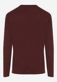 Born2be - Bordowa Bawełniana Bluzka Longsleeve Fenelle. Okazja: na spacer, na spotkanie biznesowe, do pracy, na co dzień. Kolor: czerwony. Materiał: bawełna. Długość rękawa: długi rękaw. Wzór: ze splotem. Styl: biznesowy, klasyczny, casual
