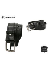 ROVICKY - Pasek skórzany Rovicky R-PI-02 czarny. Kolor: czarny. Materiał: skóra. Styl: klasyczny