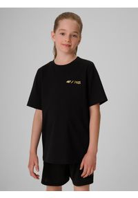 4f - 4F T-shirt regular z nadrukiem dziecięcy 4F JUNIOR x Robert Lewandowski - czarny 152 (11-12 lat). Okazja: na co dzień. Kolor: czarny. Materiał: bawełna, dzianina. Wzór: nadruk. Sezon: lato. Styl: młodzieżowy, sportowy, casual #2