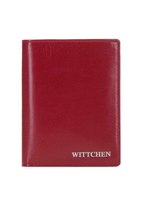 Wittchen - Damski portfel z RFID skórzany z metalowym logo średni. Kolor: czerwony. Materiał: skóra. Wzór: napisy