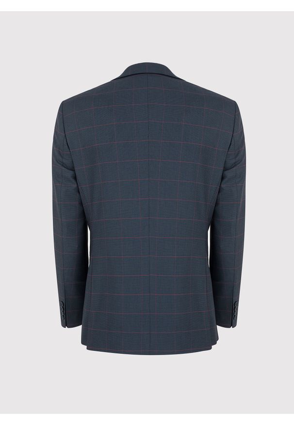 Pako Lorente - PAKO LORENTE – Granatowa marynarka garniturowa w bordową kratę Windowpane. Kolor: czerwony, niebieski, wielokolorowy. Materiał: wełna