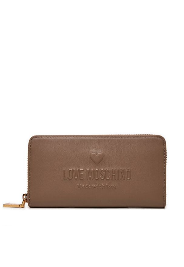 Love Moschino - LOVE MOSCHINO Duży Portfel Damski JC5629PP1LL1020A Brązowy. Kolor: brązowy. Materiał: skóra