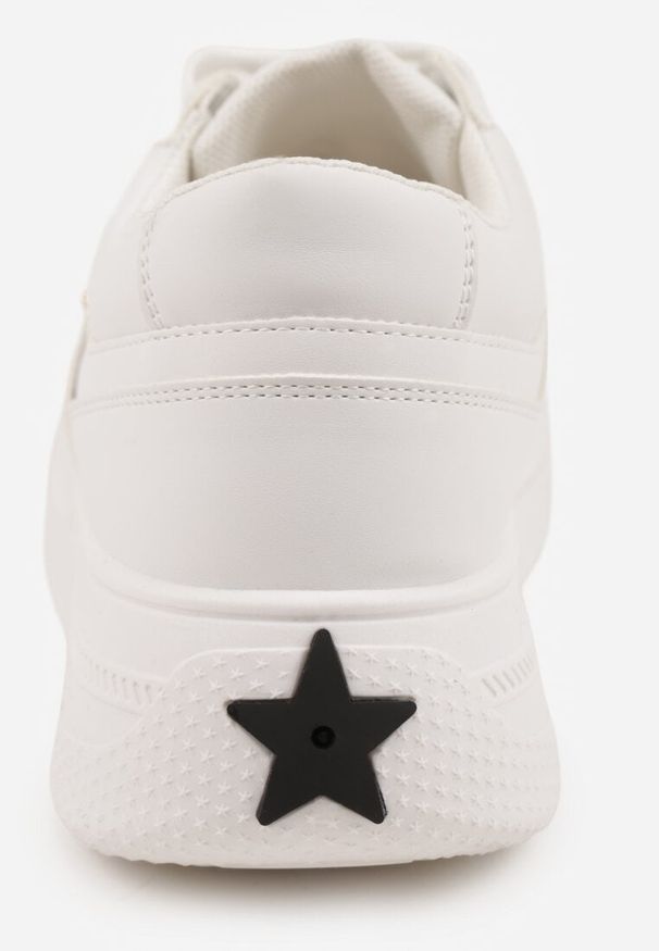 Renee - Białe Sneakersy Basic VICES na Platformie z Trójkątnym Zdobieniem Mellinata. Kolor: biały. Materiał: koronka. Wzór: aplikacja. Obcas: na platformie