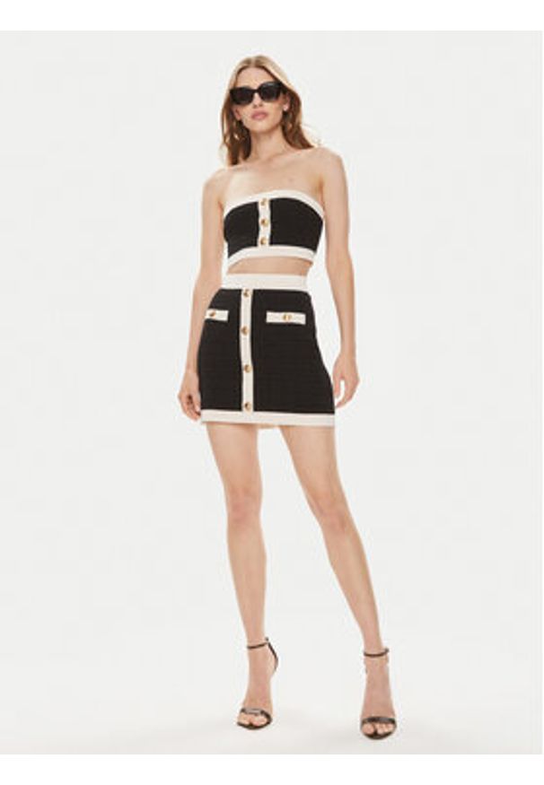Elisabetta Franchi Bluzka TK-15B-42E2-004477 Czarny Slim Fit. Kolor: czarny. Materiał: syntetyk